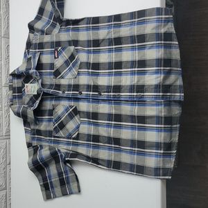 Dickies, button-up shirt, blue, black, gray